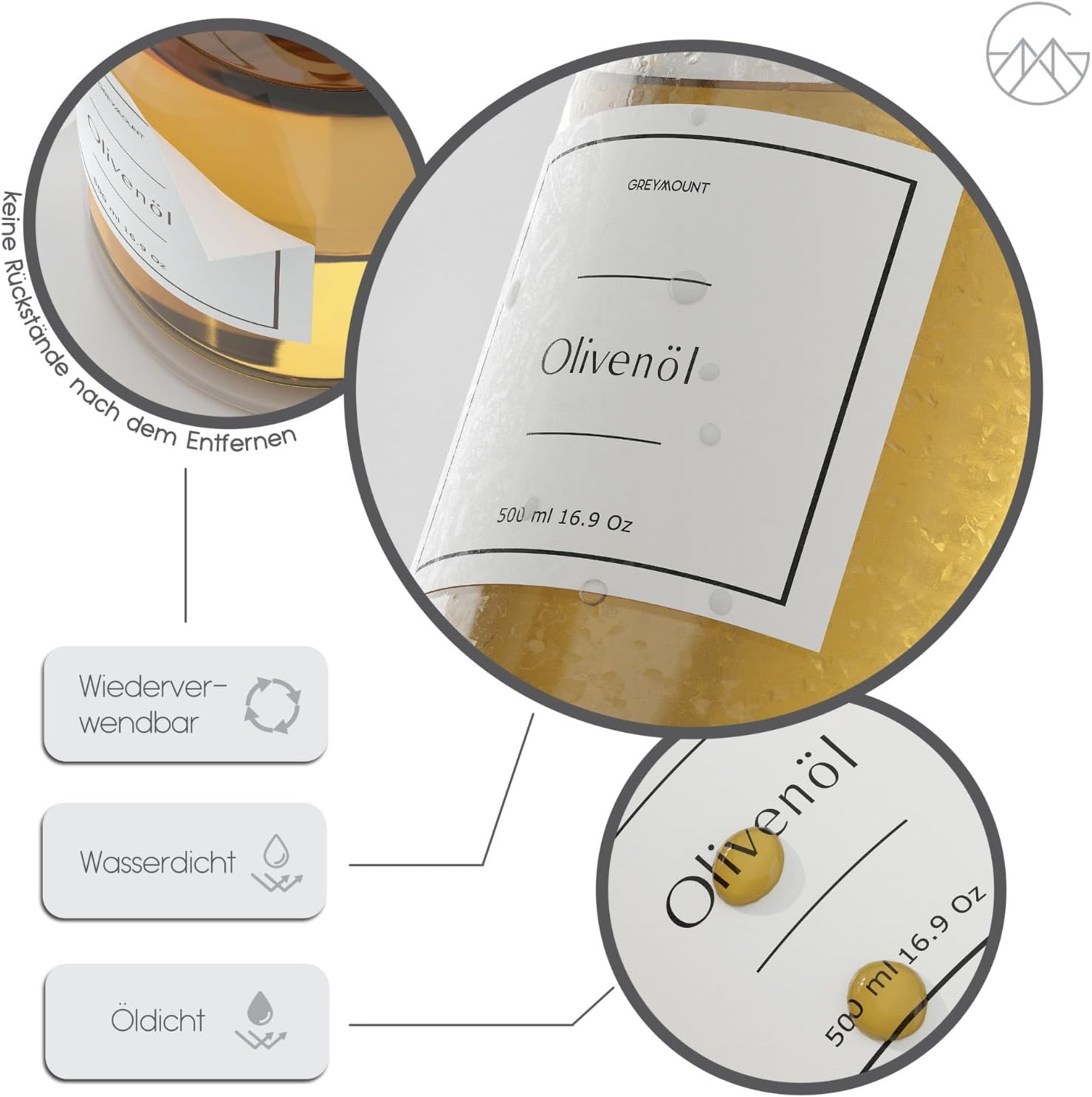 Ölflasche aus Glas mit Ausgießer Rose Gold (1 x 500ml)