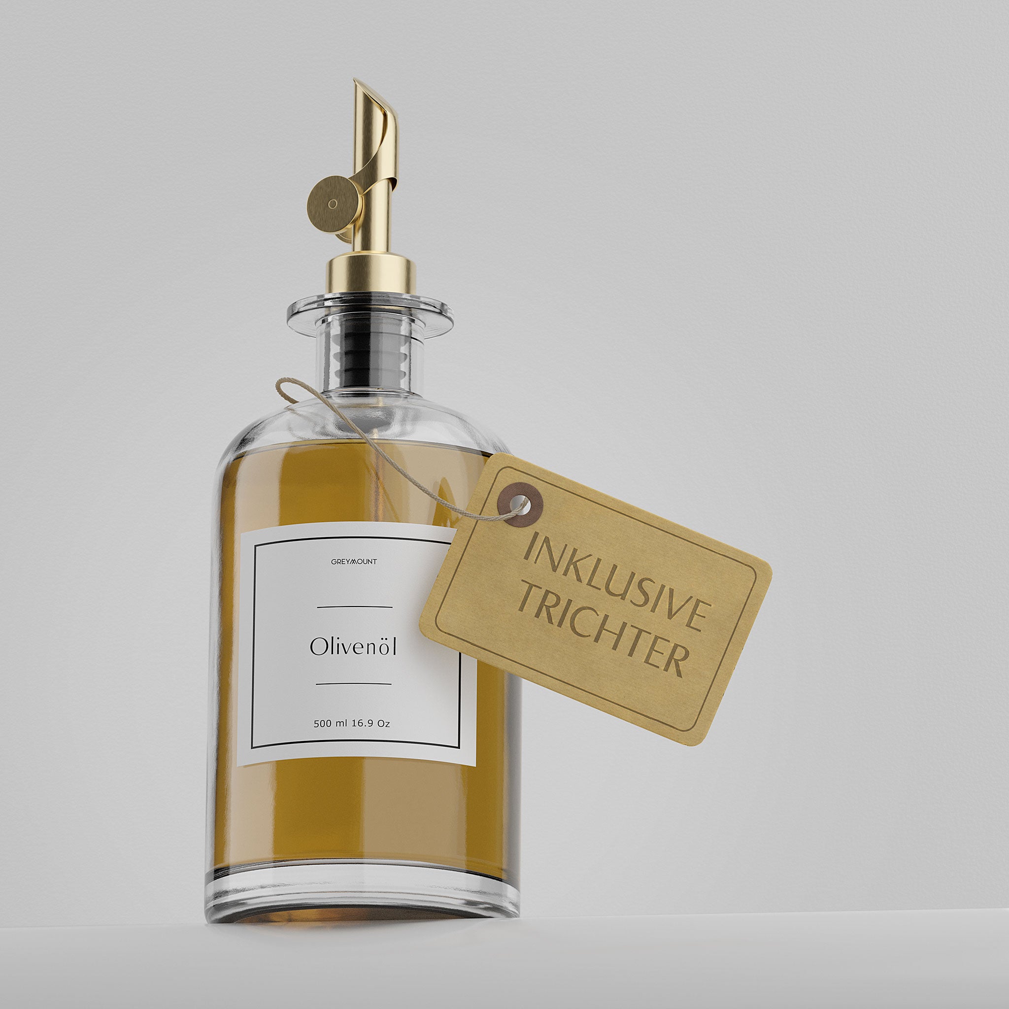 Ölflasche aus Glas mit Ausgießer Gold (1 x 500ml)