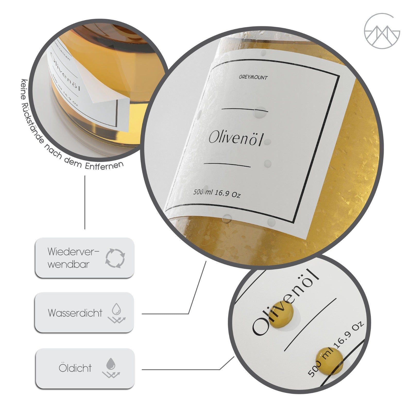 Ölflasche aus Glas mit Ausgießer Gold (2er Set, 500ml)