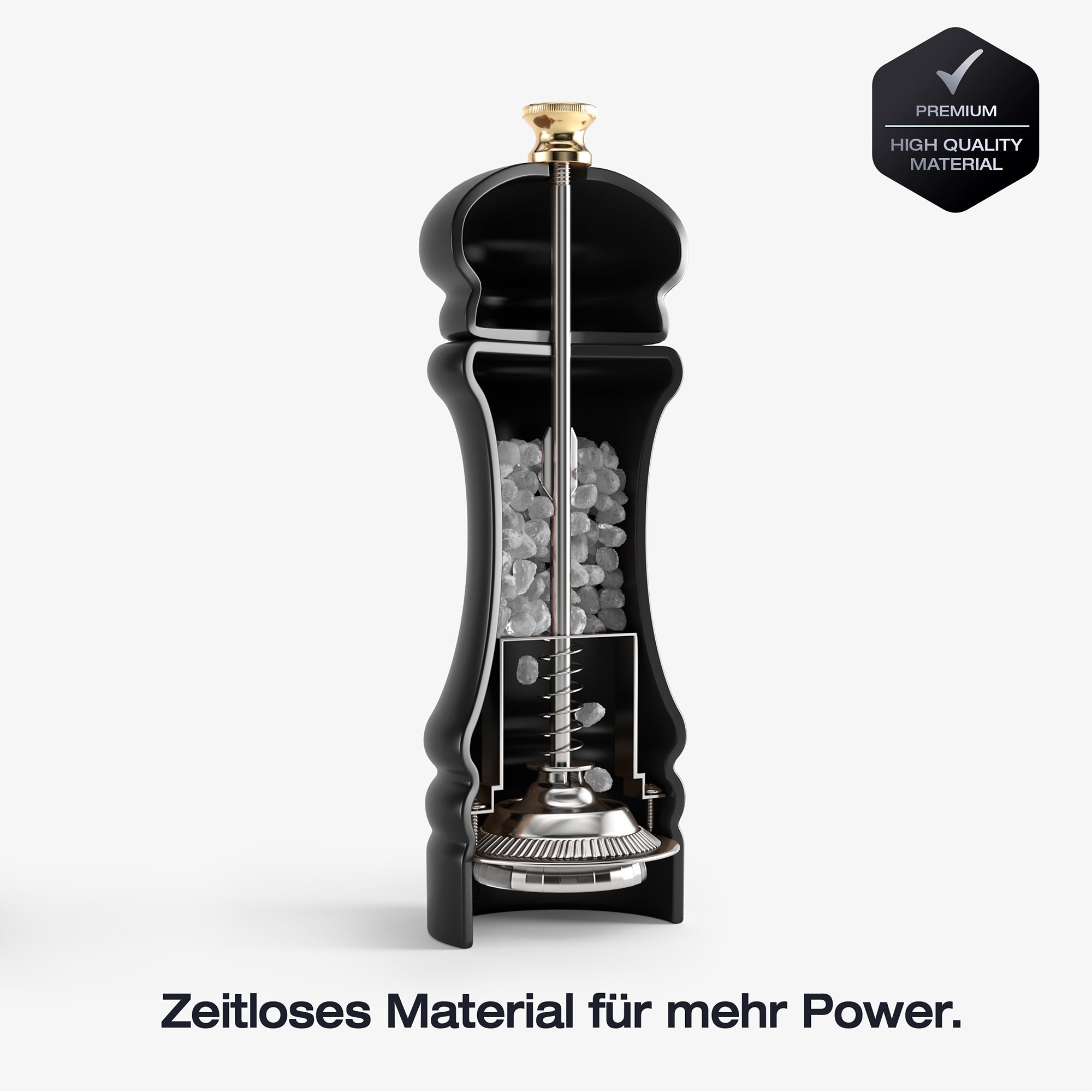 FUJI - Salz- und Pfeffermühle Set (Pure Black, 17 cm) - Geschenkverpackt