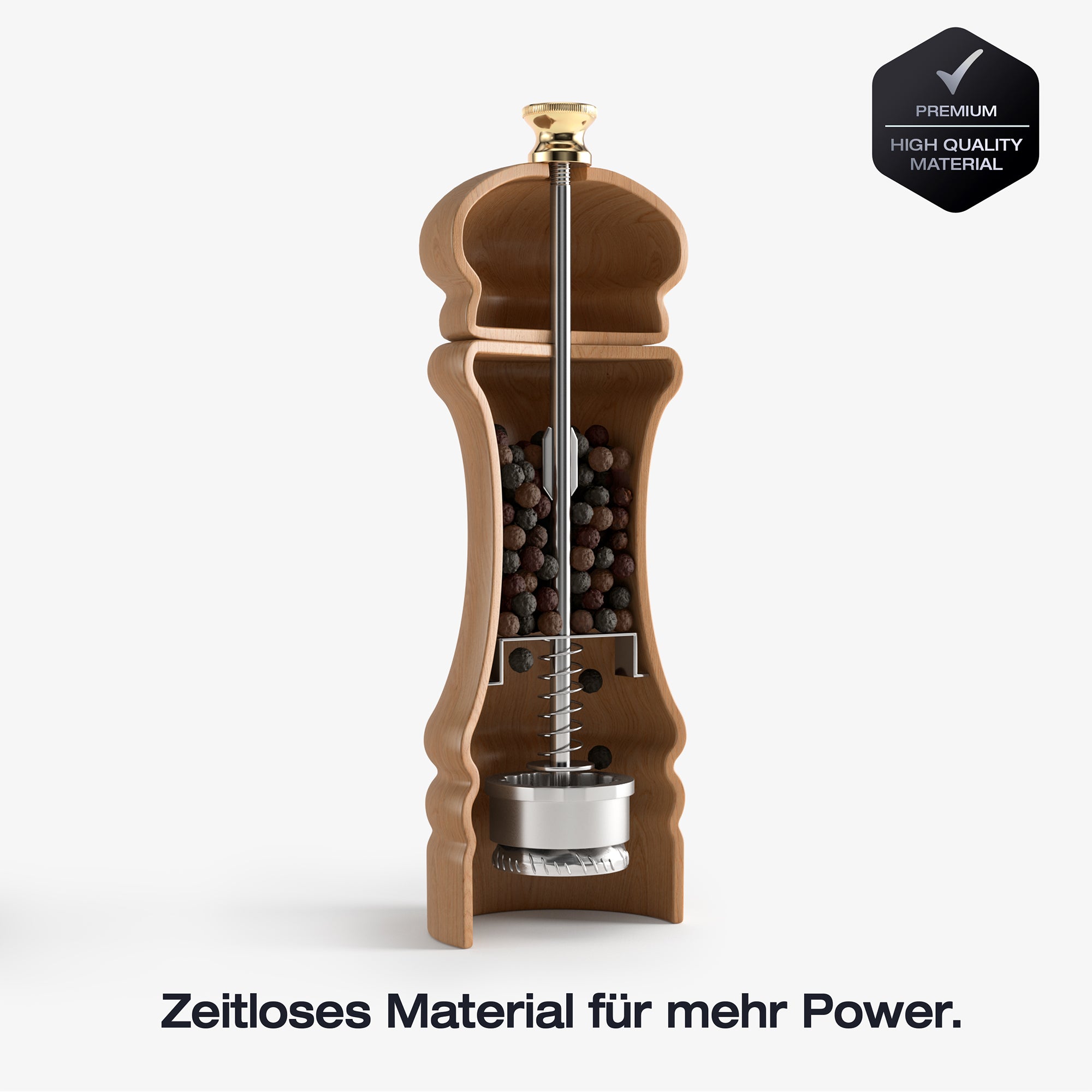 FUJI - Salz- und Pfeffermühle Set (Natural Wood, 17 cm) - Geschenkverpackt