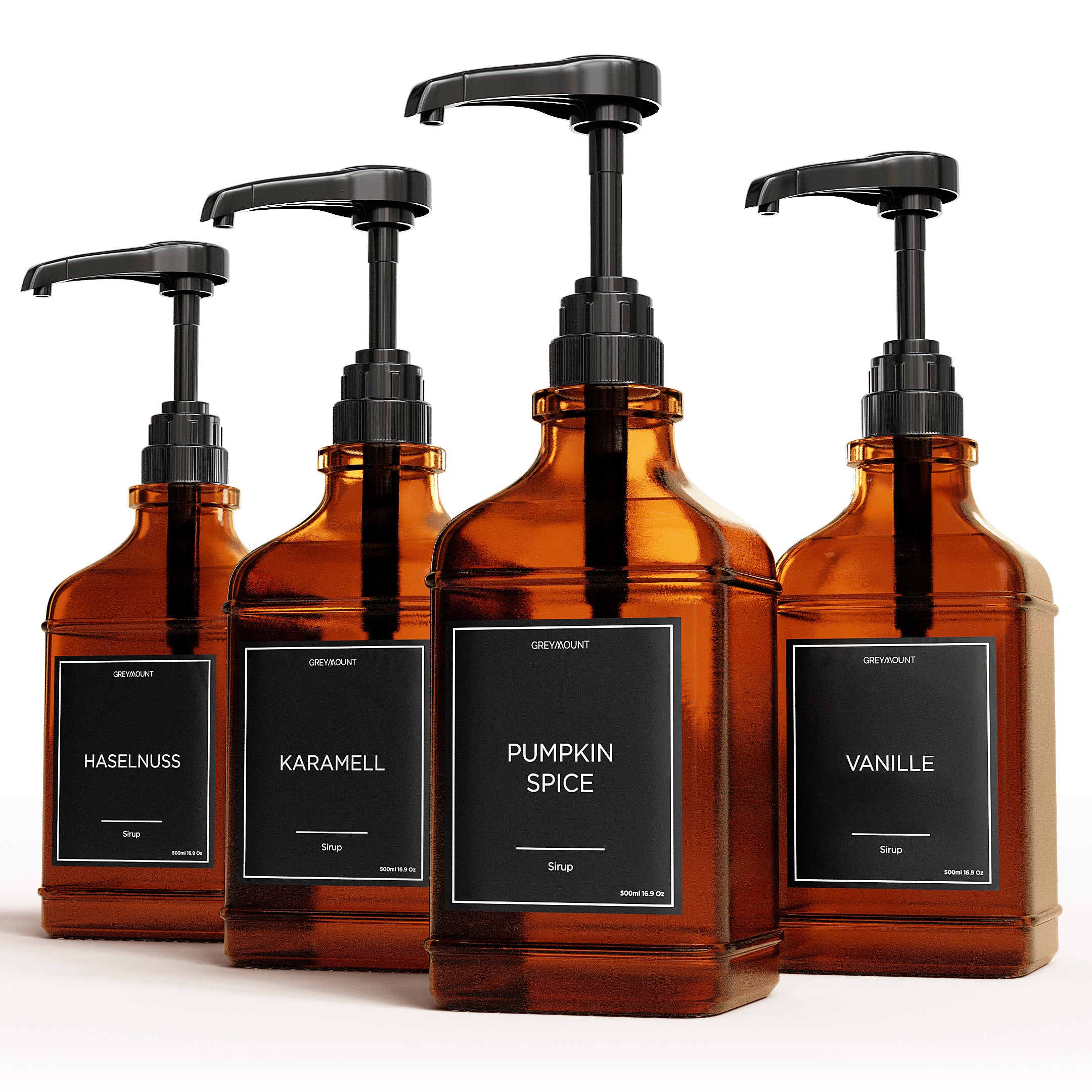 Sirup Spender Braun Glas (4er Set, 500ml)