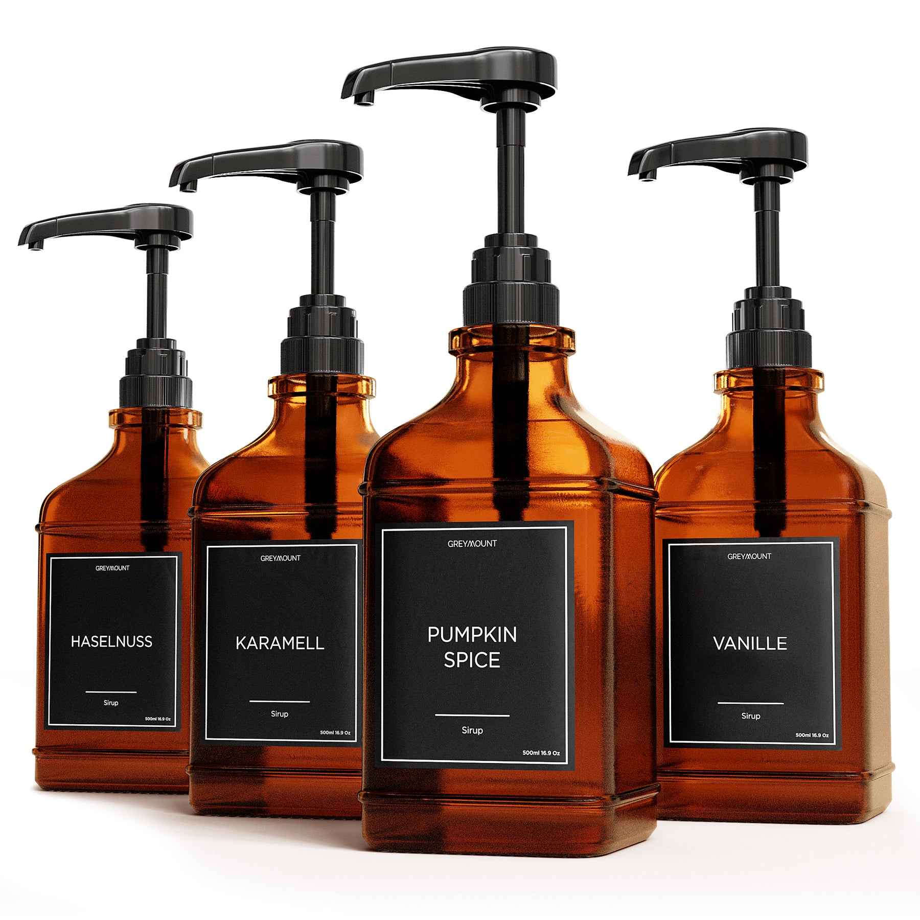 Sirup Spender Braun Glas (4er Set, 500ml)