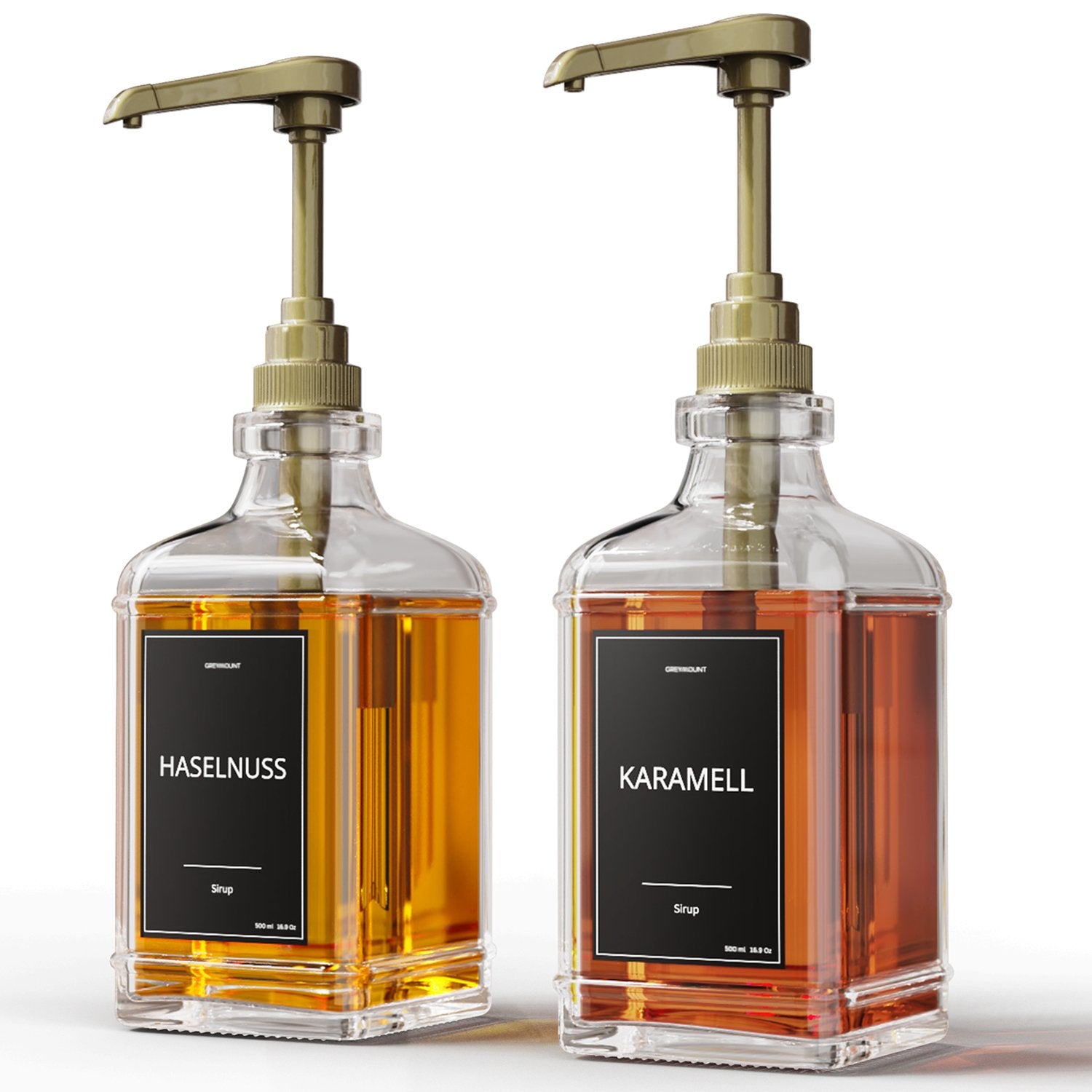 Sirup Spender Schwarz Gold (2er Set, 500ml) - Greymount
