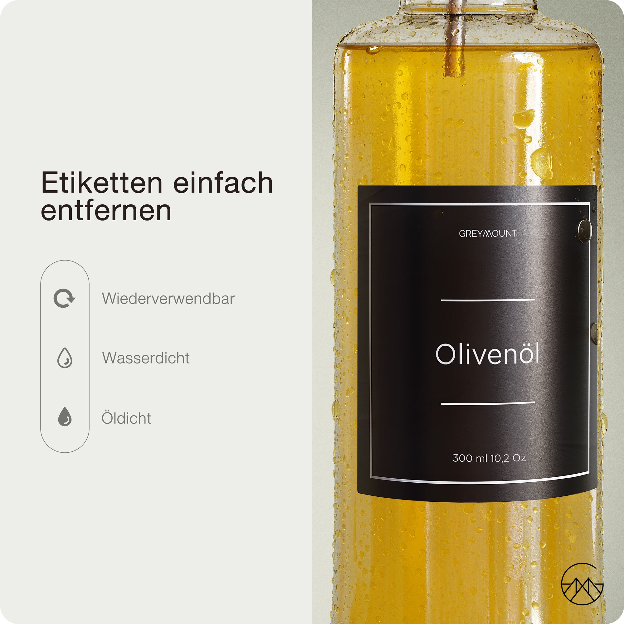 Ölflasche aus Glas mit Ausgießer Schwarz (2er Set, 300ml)