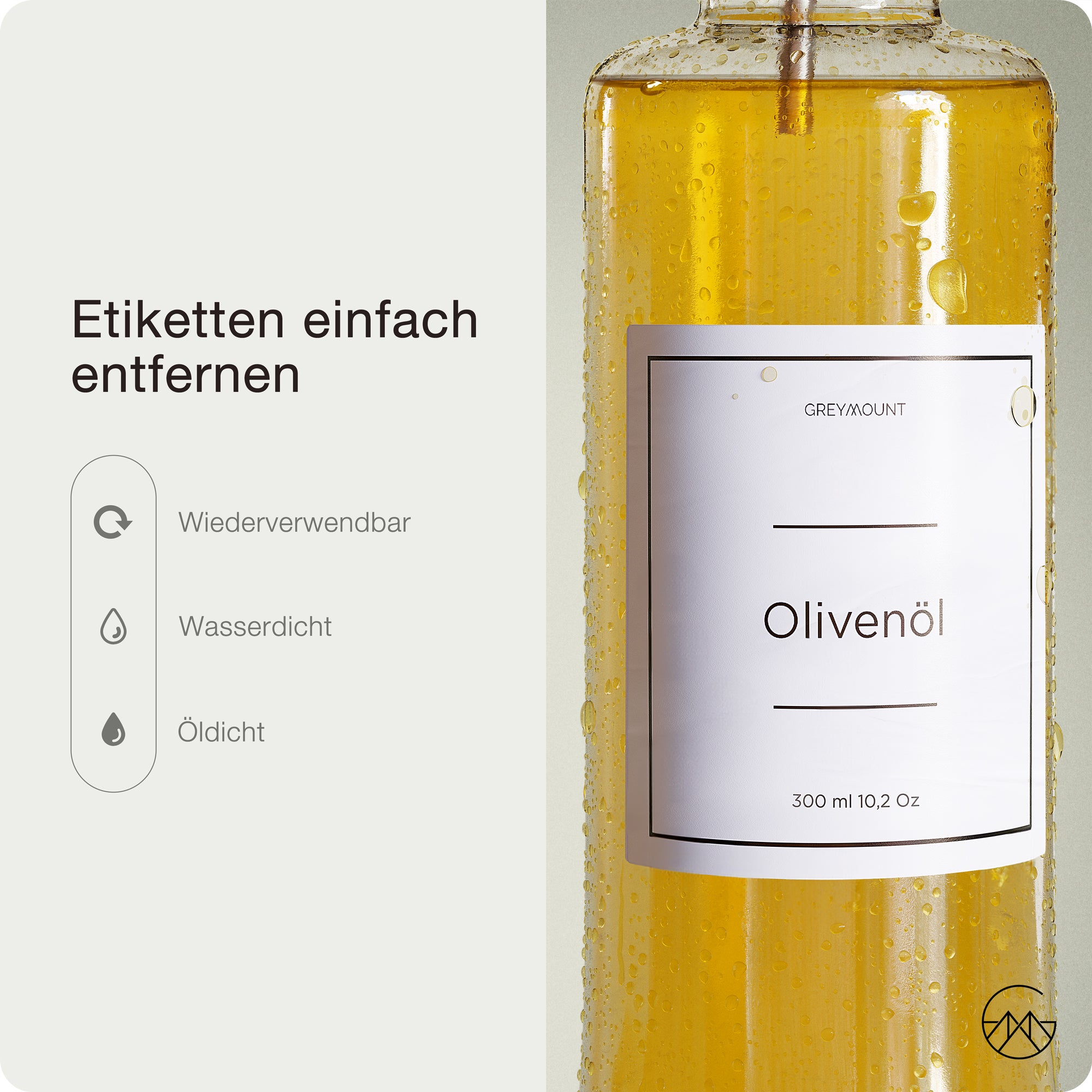 Ölflasche aus Glas mit Ausgießer Rose Gold (2er Set, 300ml)