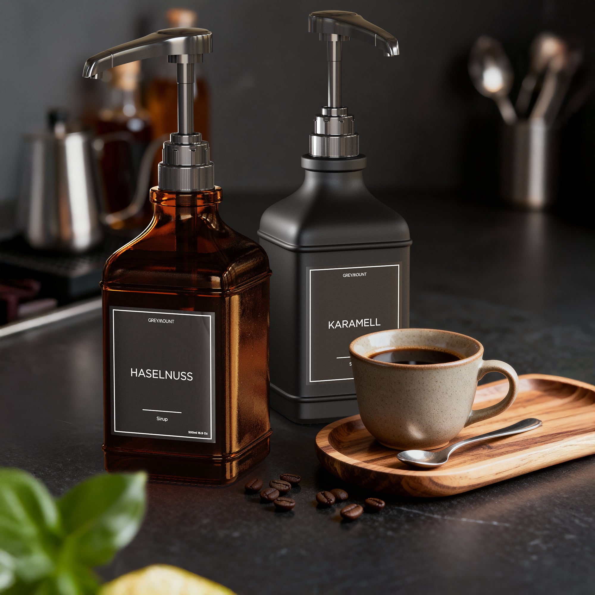 Sirup Spender Braun Glas (4er Set, 500ml)