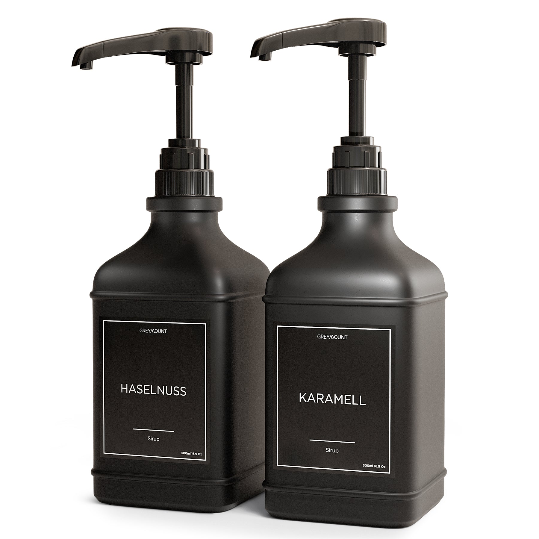 Sirup Spender Glas Schwarz (2er Set, 500ml)