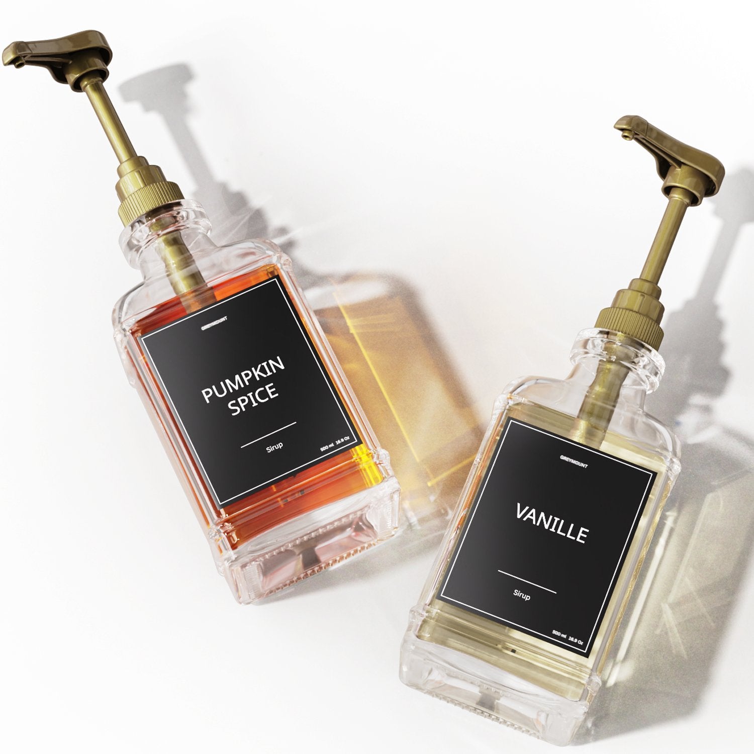 Sirup Spender Schwarz Gold (2er Set, 500ml) - Greymount
