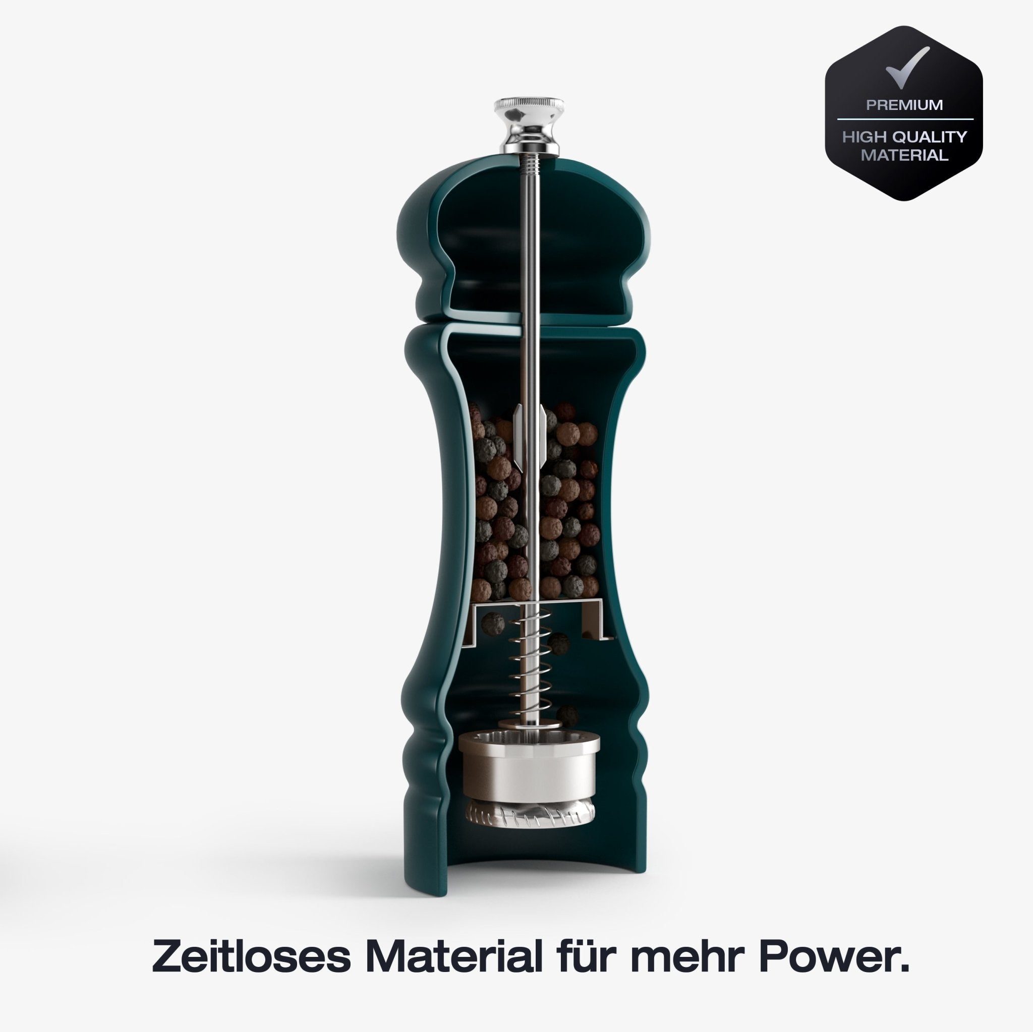 FUJI - Salz- und Pfeffermühle Set (Midnight Green, 17 cm) - Geschenkverpackt - Greymount