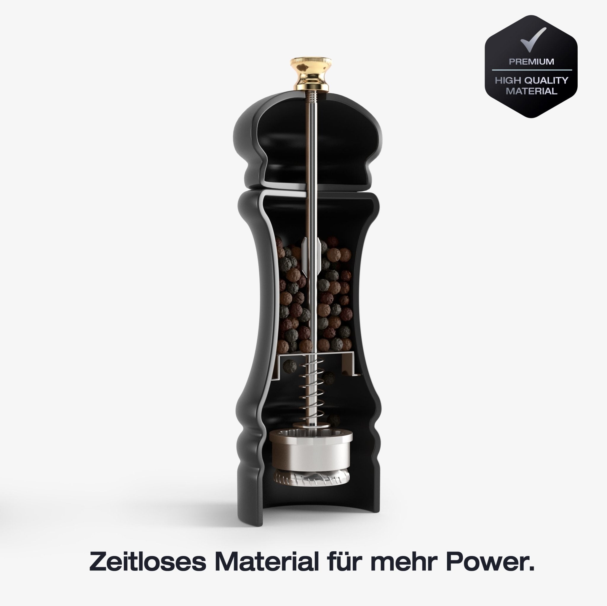 FUJI - Salz- und Pfeffermühle Set (Black/Wood, 17 cm) - Greymount