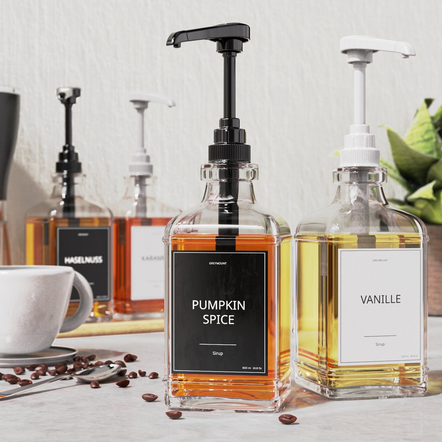 Sirup Spender Weiß (2er Set, 500ml) - Greymount