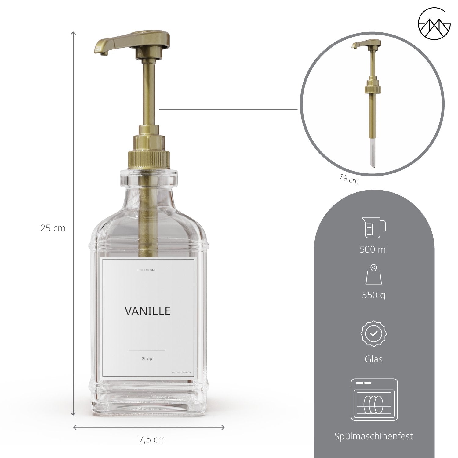 Sirup Spender Gold (4er Set, 500ml) - Greymount