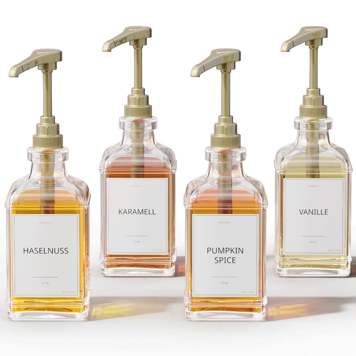 Sirup Spender Gold (4er Set, 500ml) - Greymount