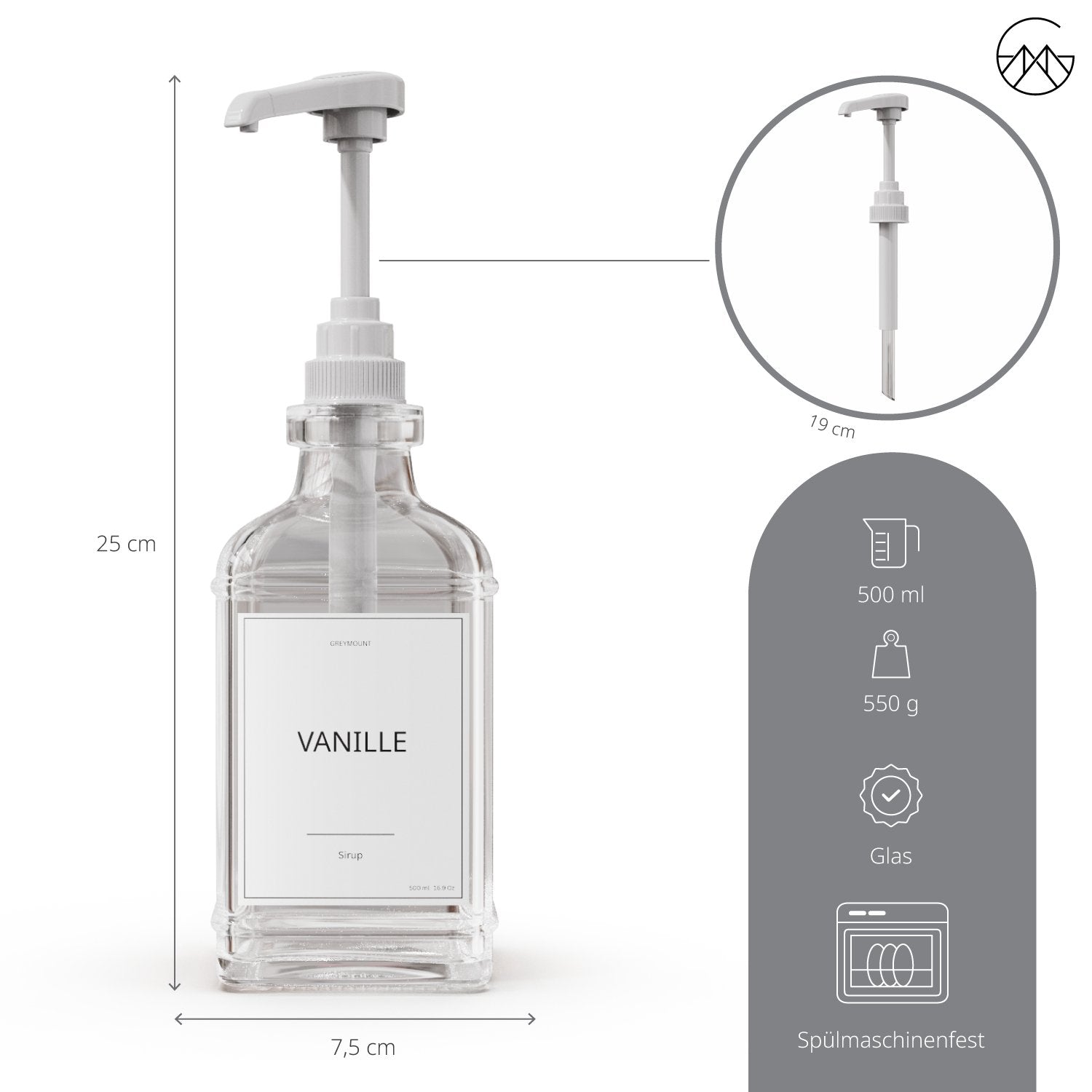 Sirup Spender Weiß (2er Set, 500ml) - Greymount