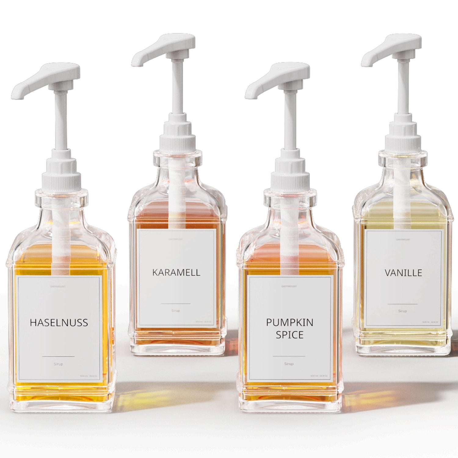 Sirup Spender Weiß (4er Set, 500ml) - Greymount