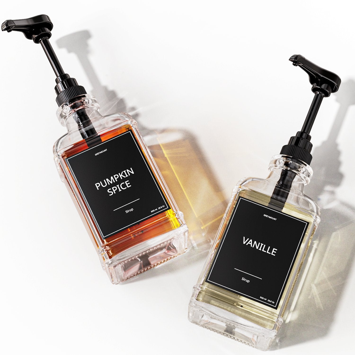 Sirup Spender Schwarz (2er Set, 500ml) - Greymount