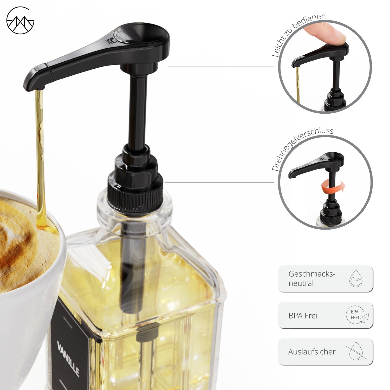 Sirup Spender Schwarz (2er Set, 500ml) - Greymount