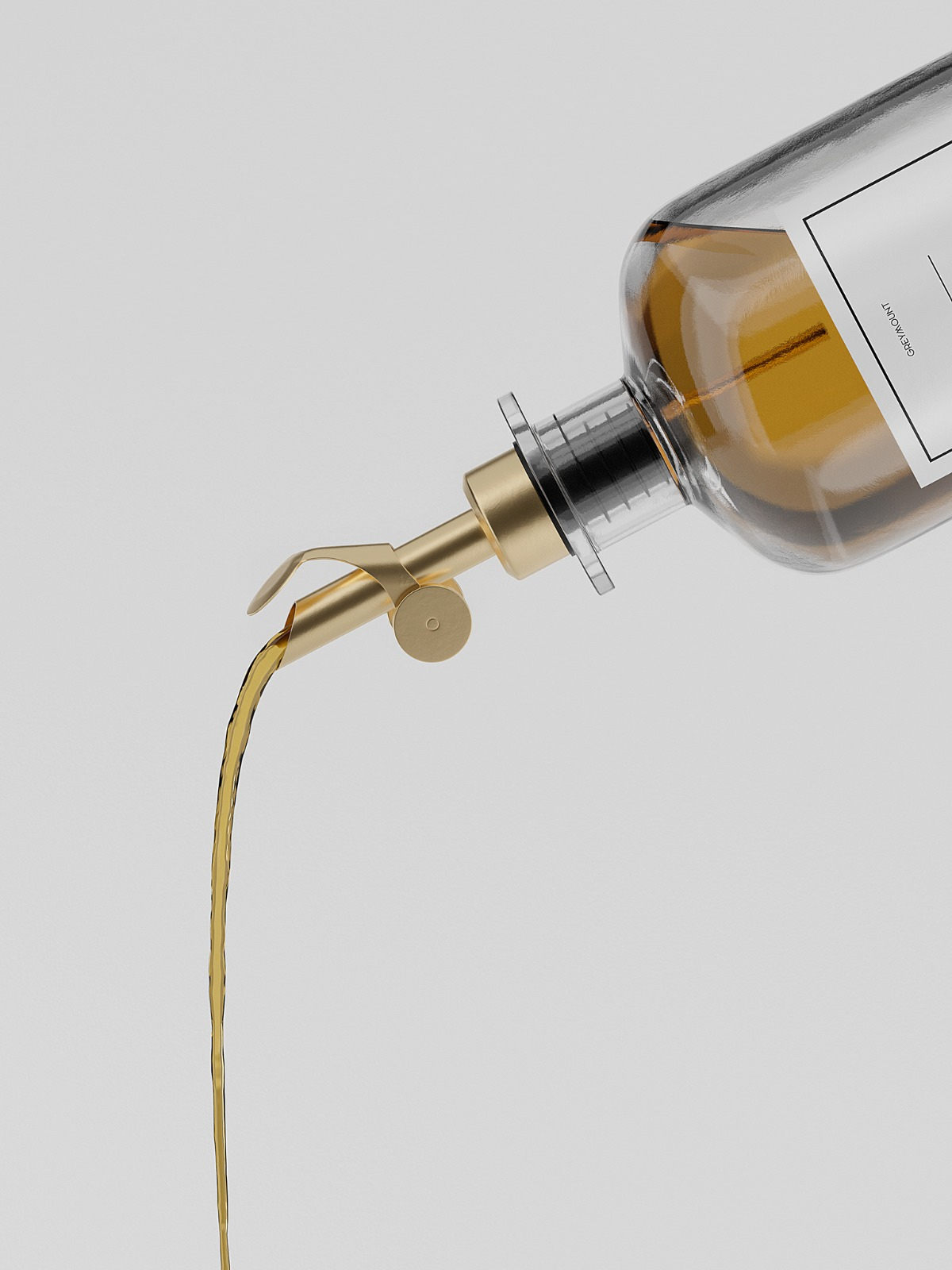 Ölflasche aus Glas mit goldenem Ausgießer