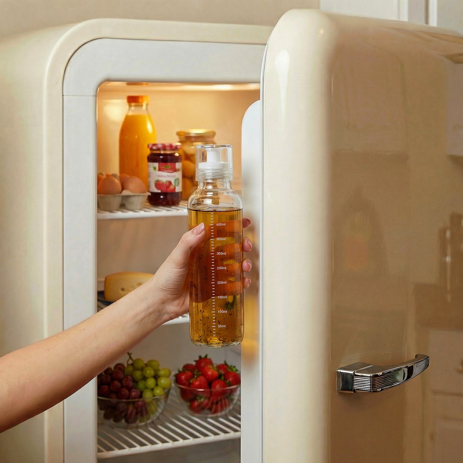 Dressingshaker aus Glas mit Skalierung 300ml (Weiß)