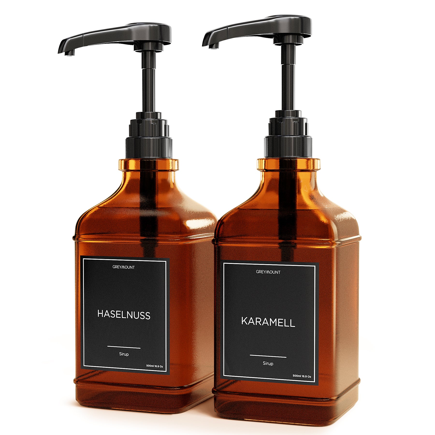 Sirup Spender Braun Glas (2er Set, 500ml)