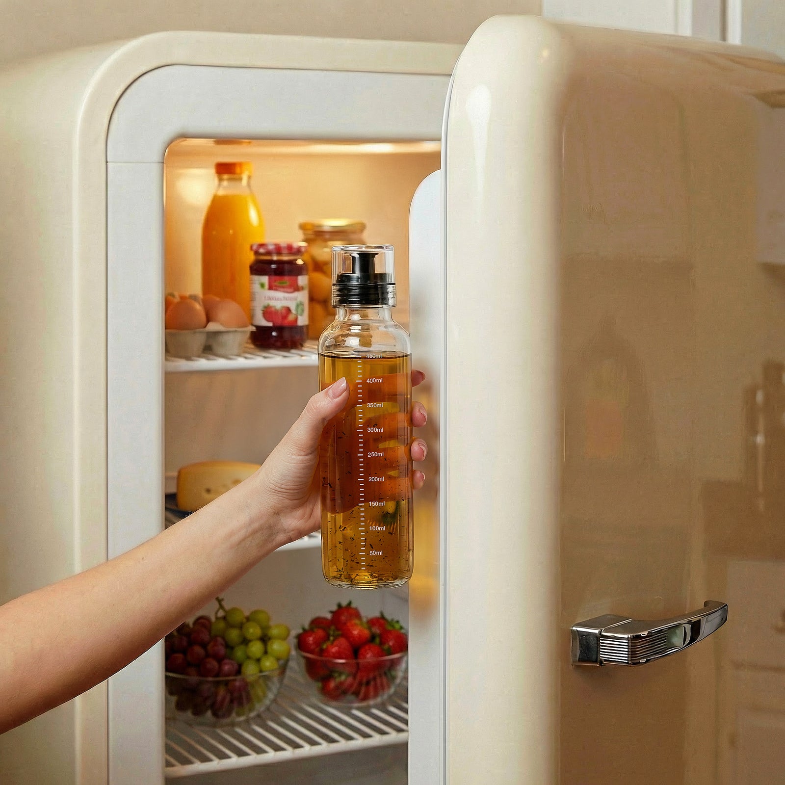 Dressingshaker aus Glas mit Skalierung 300ml (Schwarz)