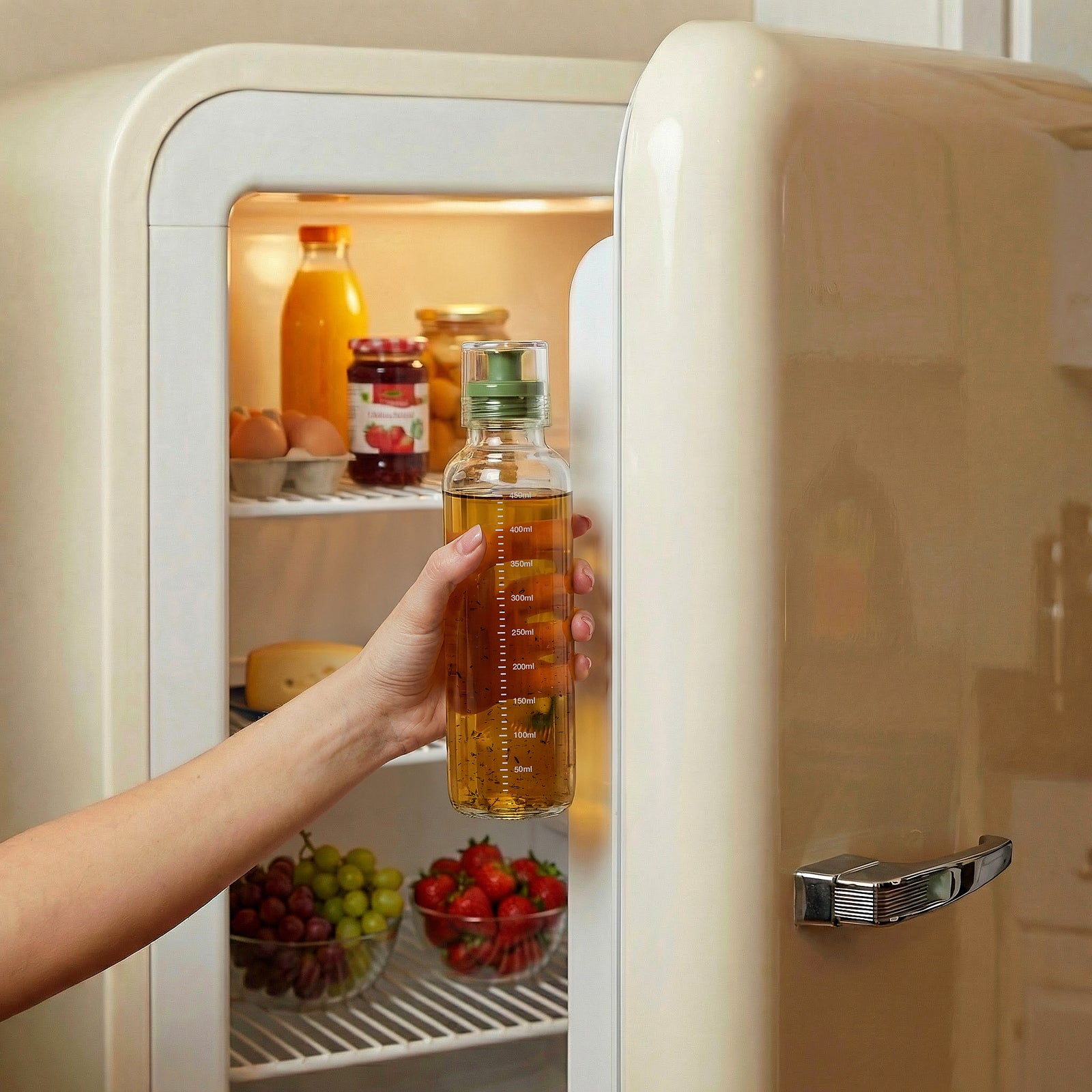 Dressingshaker aus Glas mit Skalierung 300ml (Grün)