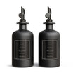 Ölflasche aus Glas Schwarz mit Ausgießer Schwarz (Schwarz Etiketten, 500ml)